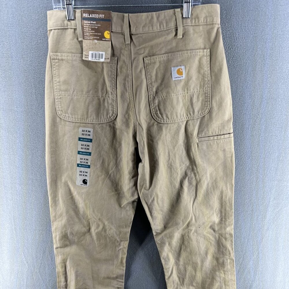 Carhartt Canvas Khaki Pants, Relaxed Fit, 32x36